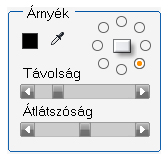 Szegély: Ezekkel a vezérlőkkel állítható be az átfedő képkocka köré rajzolt szegély színe, szélessége és átlátszósága.