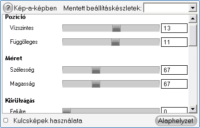 Kép-a-képben funkció engedélyezése: Ezzel a jelölőnégyzettel kapcsolhatja be és ki a kép-a-képben effektust.