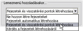 megadja, hogy minden esetben automatikusan létre kívánja hozni ezeket a hivatkozásokat, soha nem kívánja automatikusan létrehozni azokat, illetve hogy a Studio az új menük fejezethivatkozásainak