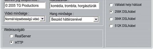 Ezek azon fájlok létrehozására vannak hatással, amelyek a RealNetworks népszerű RealPlayer lejátszójával játszhatók le. A lejátszó ingyenesen letölthető a www.real.