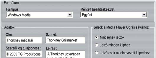 mivel a filmbe vannak kódolva, a mindennapi felhasználó számára nem jelennek meg. Leírás: Ebben a mezőben adhatók meg a filmbe kódolandó kulcsszavak legfeljebb 256 karakter felhasználásával.