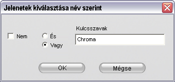 Az Album Kijelölés név szerint paranccsal az alábbi párbeszédpanelt nyithatja meg: Írjon be egy kulcsszót a beviteli mezőbe és kattintson az OK gombra; ekkor az Albumban