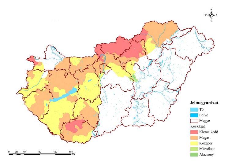 1.10. Magyarország villámárvízi veszélytérképe 6. ábra: Magyarország villámárvízi veszélyeztetettsége 1.11.
