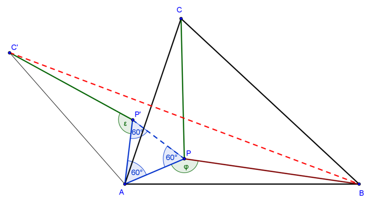 AA és BB szakaszok nem párhuzamosak, így az e és f egyeneseknek egy közös pontja van.