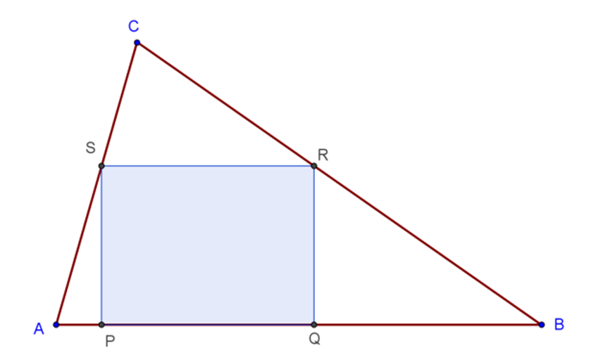 A P ponton átmenő, O középpontú, r sugarú k kört forgatjuk. A k körhöz az f egyenessel párhuzamosan szerkesztünk érintőt. Két ilyen érintő van, e és e, a megfelelő érintési pontok E és E.