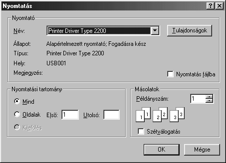 Dokumentum nyomtatása Windows-ban Az alábbi utasítások írják le a különböző Windows alkalmazásokból történő nyomtatáshoz szükséges lépéseket.