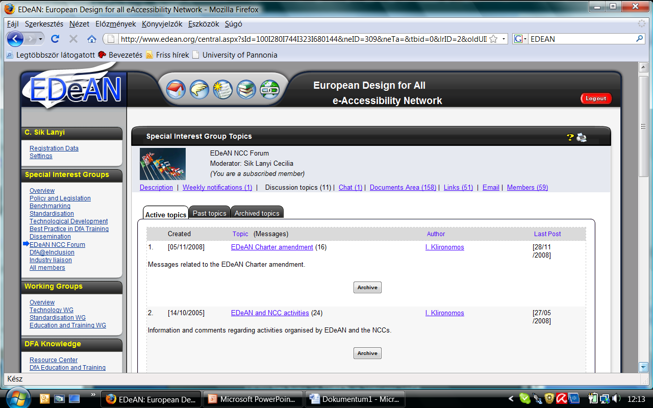 Üzenetek (message board)