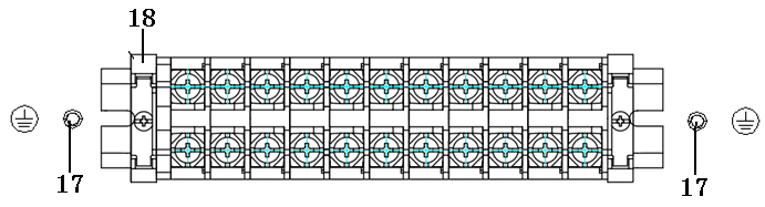 Sorkapocsblokk (fedél nélkül) (1) LCD kijelző (2) Elülső zár (3) UPS Modul (5) Bemeneti kapcsoló (9) EPO kapcsoló (13) Akkumulátor (6) Kimeneti kapcsoló (10) Kommunikációs port (14) Párhuzamos port 1