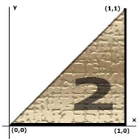 Textúra koordináták 4.1 Háromszögek, textúrák - Egy háromszög textúra koordinátákkal rendelkezhet Pl: V1 (0,0,0,)( texturecoord (0,0) V2 (1,0,0,) texturecoord (0.