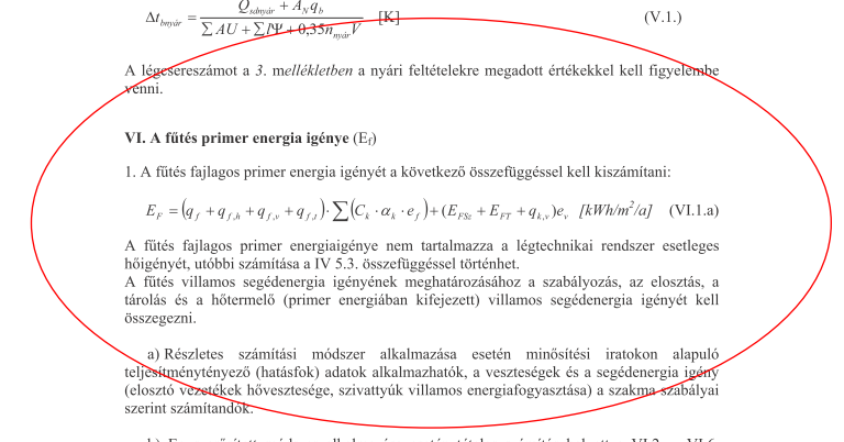 A TNM 2006 A TNM 2006 rendelet számítási képlete az épületek primer