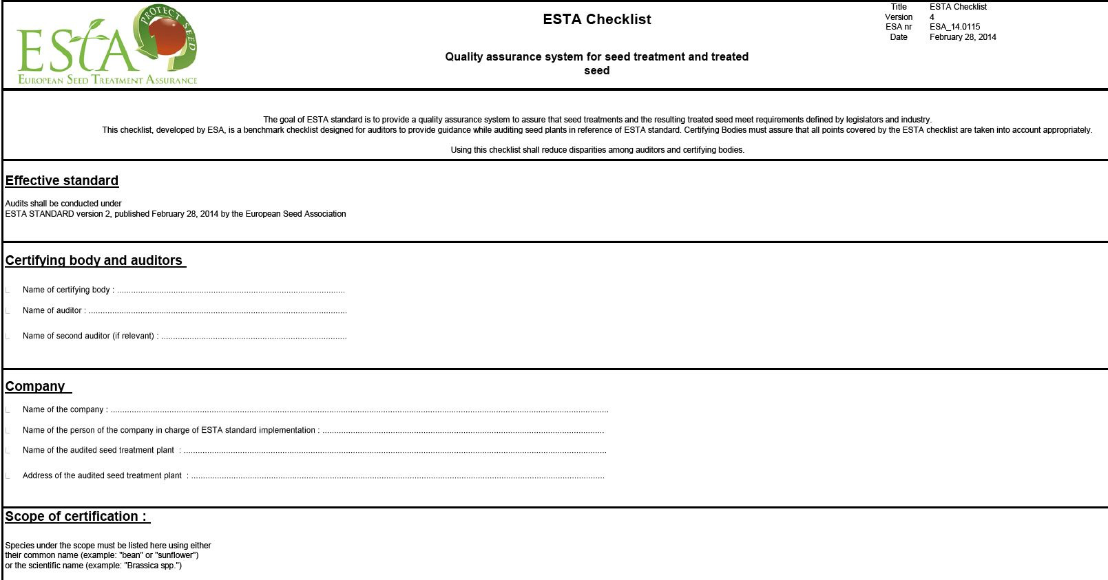 Csekklista II. Verzió szám: 2 érvényes 2014.07.01-től.