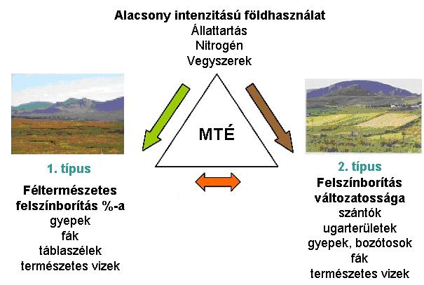 felszínborítással és tájelemekkel rendelkező terület, valamint a biodiverzitást támogató gazdálkodási gyakorlat együttes jelenléte teremti meg az MTÉ gazdálkodási rendszer feltételeit.