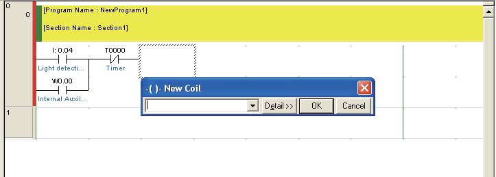 4-5 Programok bevitele 4 4-5-3 Kimenetek megadása A PLC segédrelé területéről adjuk meg a kimenetet: 1.