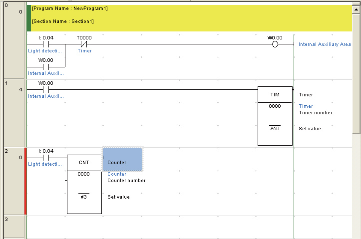 4 4-5 Programok bevitele 4. I/O kommentnek írja be: Számláló. Nyomja meg az [Enter] billentyűt.