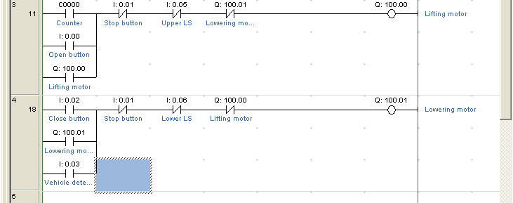 Létrejön egy hely, ahová beilleszthet egy VAGY áramkört. 3. Nyomja meg a [W] billentyűt. Megjelenik a New Contact OR párbeszédpanel. 4. Címnek írja be: 3. Nyomja meg az [Enter] billentyűt.