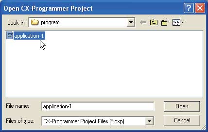 Válassza a főmenü [File] [Open] parancsát. Megjelenik az Open CX-Programmer Project párbeszédpanel. 4 Programok készítése 2.