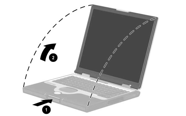 A notebook beállítása A notebook felnyitása A notebook felnyitásához nyomja meg rövöd