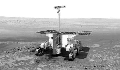 Fantáziarajz az ExoMars roverről, a Mars felszínén Bemutatták az európai Mars-járót Az Európai Űrügynökség bemutatta azt a Mars-járót, amelyet 2018-ban orosz közreműködéssel tervez a vörös bolygóra