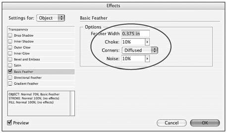 ADOBE INDESIGN CS3 Tanfolyam a könyvben 299 A lágy peremhez kapcsolódó beállításokkal finomabb átmenetet hozhatunk létre az objektum és az alatta fekvõ képek között.