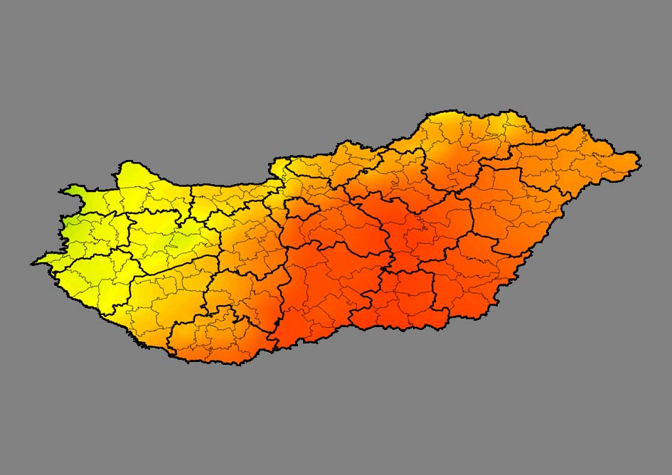 Napi átlaghőmérséklet 2007.07.22. Jelmagyarázat Napi átlaghőmérséklet (oc) 20-20.5 20.51-21 21.01-21.5 21.51-22 22.01-22.5 22.51-23 23.01-23.5 23.51-24 24.