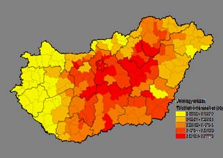 összefüggés vizsgálata (referencia: országos,