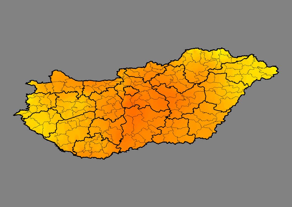 Napi átlaghőmérséklet 2007.07.17. Jelmagyarázat Napi átlaghőmérséklet (oc) 20-20.5 20.51-21 21.01-21.5 21.51-22 22.01-22.5 22.51-23 23.01-23.5 23.51-24 24.