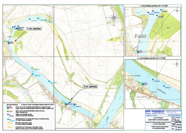 12.4.2 FADDI-HOLT-DUNA (HULWAIH066) 12.4.2.1 Víz fizikai kémiai vizsgálatának eredményei A telephelytől mintegy 20 km-re, D-re elhelyezkedő Faddi-Holt-Duna ágban 2012.