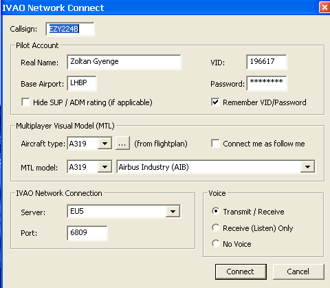 IX. Fejezet Csatlakozás az IVAO hálózathoz A csatlakozás a hálózathoz a futó MSFS programba beépült IVAP klienssel történik. A kliens a http://www.ivao.aero oldalról tölthető le.