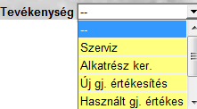 A Típus mezőben 3 fajta típus választható: - Általános feladat - Egy partneres CRM feladat - Több partneres CRM feladat A Típus mezőben az Általános feladat kiválasztását követően a Tevékenység