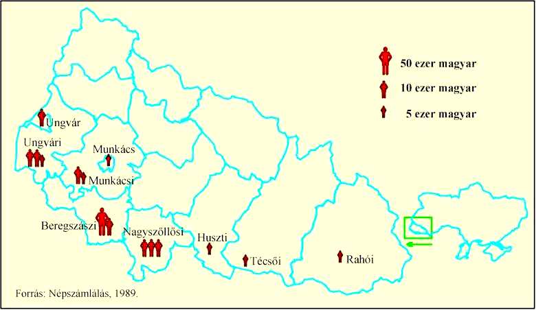 44 2.8. ábra. A kárpátaljai magyarok száma járásonként Forrás: www.htmh.