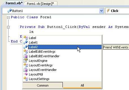 Az intelligens súgó A Visual Studio intelligens súgója nagymértékben megkönnyíti forráskód begépelését. A súgó kilistázza szóba jöhető elemeket.