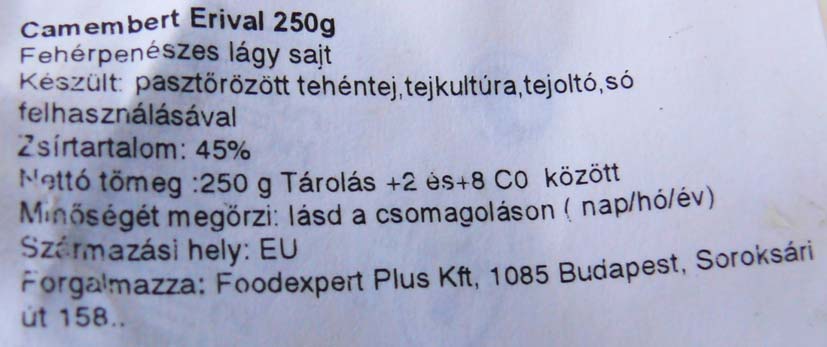 h) az eredet vagy a származás helye, amennyiben megjelölésének hiánya a fogyasztót megtévesztheti az adott élelmiszer tényleges származása vagy a valódi eredete felől, i) felhasználási útmutató,