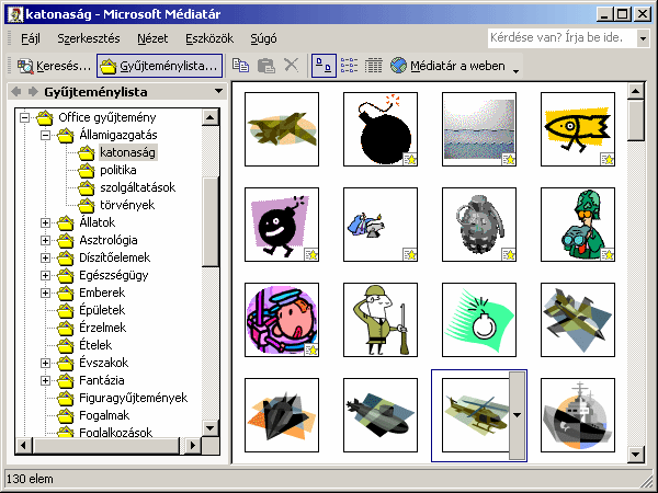 Szövegszerkesztés MS Word XP A Médiatár bejárásához ekkor az Előző és a Tovább gombokat használhatjuk.