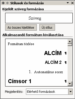 Szövegszerkesztés MS Word XP STÍLUSTÍPUSOK ÚJ STÍLUS LÉTREHOZÁSA Kétféle típusú stílust hozhatunk létre, bekezdésstílusokat és karakterstílusokat.