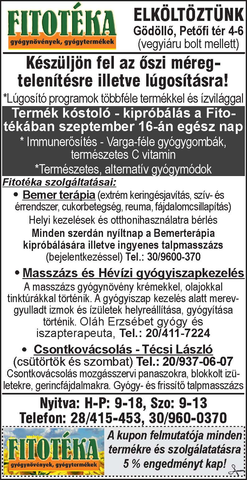 Telefonon, faxon, levélben, e-mailen apróhirdetést nem áll módunkban elfogadni. A lapban megjelent hirdetések tartalmáért felelősséget nem vállalunk.