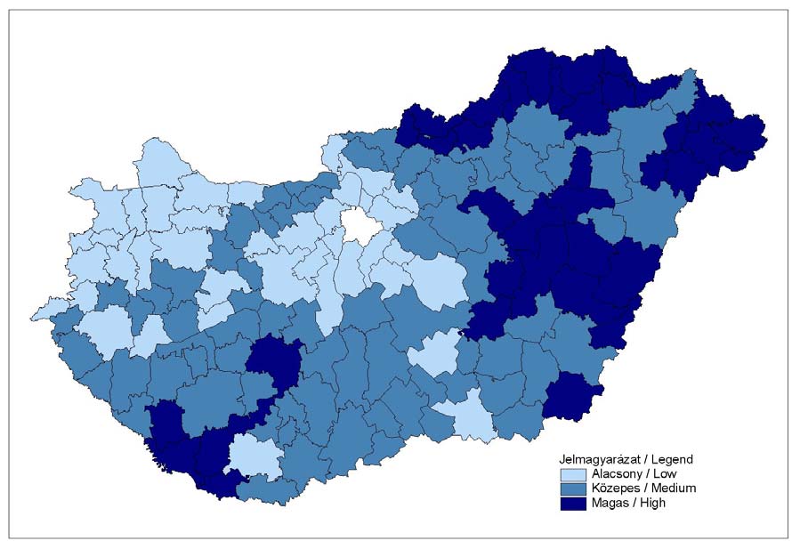 magas aránnyal rendelkeztek. 10 kistérség kivételével minden kistérség egyértelműen azonosítható volt.