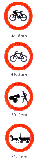 ábra), csak olyan járműszerelvénnyel tilos behajtani, amelyben a pótkocsi (bármelyik pótkocsi) megengedett legnagyobb össztömege ezt a súlyhatárt meghaladja; u) "Segédmotoros kerékpárral behajtani