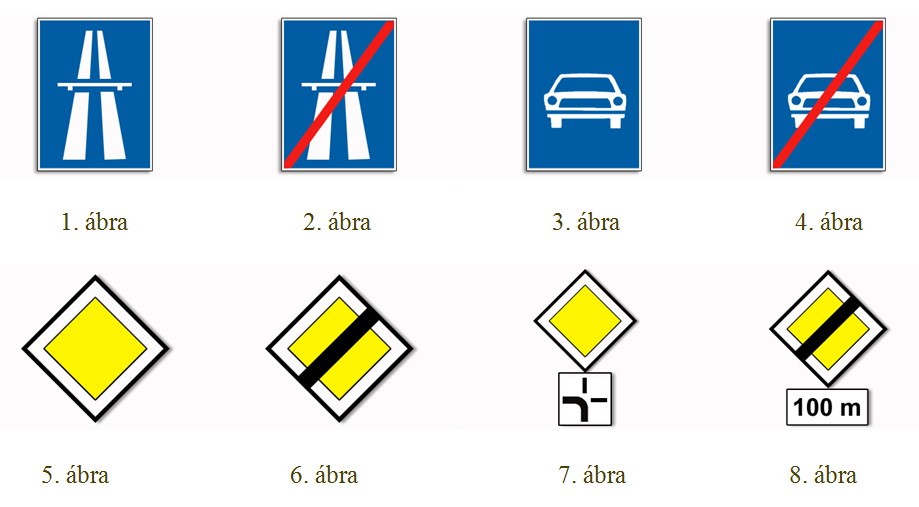 A járműfrgalm irányítására szlgáló fényjelző készülékek (9) 34 Ha a frgalmat fényjelző készülék irányítja, a Főútvnal jelzőtábla, valamint az