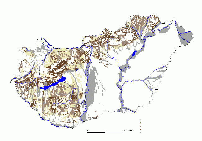 4. térkép Talajerózió Magyarországon Eróziómentes terület Kismértékű erózió