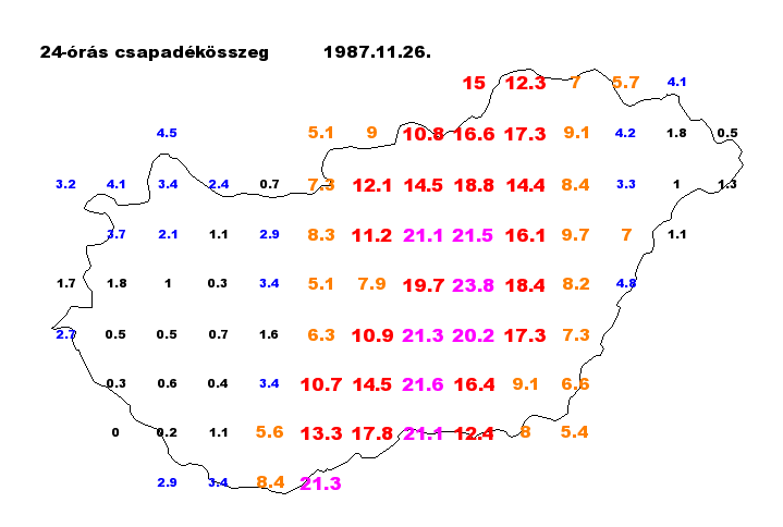 Téli magyarországi nagy csapadékos helyzetekben leggyakrabban ez a tengely a Délnyugat-Dunántúlról az ország középső részén (olykor épp Budapesten) keresztül egészen