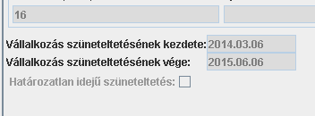 Fontos továbbá, hogy a Határozatlan idejű szüneteltetés melletti négyzet be legyen pipálva, mivel a szakrendszerben csak határozatlan idejű szünetelés rögzíthető!