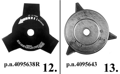 Kolmihampainen muoviterä ø 10 /255 mm 5. Kolmiteräinen levy Pro Trim Professional - ø 12"/315 mm 7. Siimapää Tap and go ø 130 mm 2 nailonsiimaa Ø 3 mm 7A.