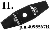 Ruohoterä ø 10 /255 mm, paksuus 1,6 mm 12. Kolmihampainen levy ø 10 /255 mm, paksuus 1,4 mm 13. Levy jossa kolme kiinteää terää ø 10 /255 mm, paksuus 1,4 mm 15.
