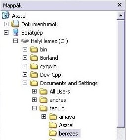 ábra: Intéző, Mappák vagy "Saját gép" nézet Ezt nézetet bekapcsolva a jobboldalon is megjelennek a