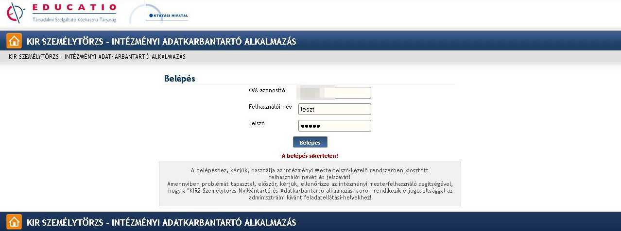 Belépés a programba A rendszer a www.oktatas.