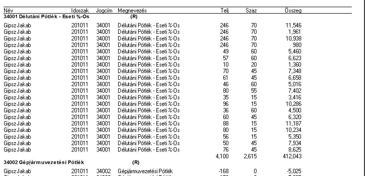 Számfejtési ágban teljesítés és százalék lekérdezése listakép összeállításban a 314, 315-ös mezők. 314. Teljesítés Minden jogcímhez a rá jellemző mértékegységben az érték megjelenítése.