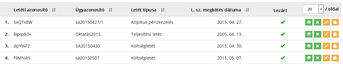 4. Amennyiben a Letéteményes ügyvéd a kitöltendő mezők kitöltése nélkül megnyomja a Lezárás gombot, úgy a művelet egy egyszerű Módosításnak felel meg, és az Aláírás után egy Megtekintés ablak jelenik