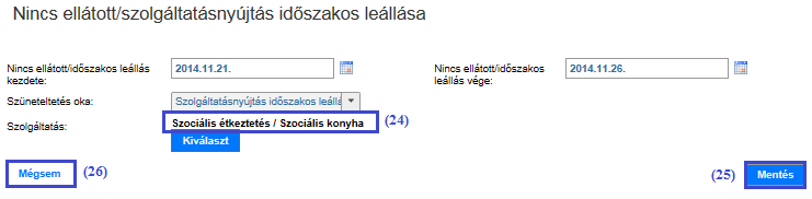 Az adatok megadását követően kattintson a (25) Mentés gombra. Ha nem kívánja rögzíteni az adatokat, válassza a (26) Mégsem gombot.