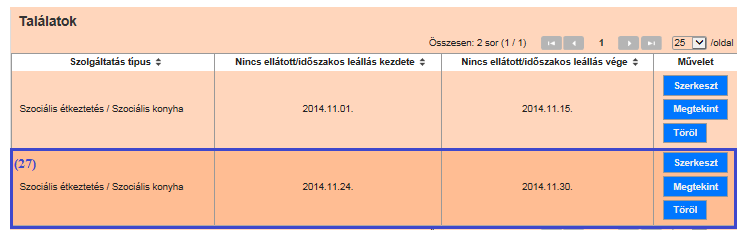 rögzítését a következő üzenettel igazolja vissza. az új szüneteltetés pedig megjelenik a listában: 5.5.3.