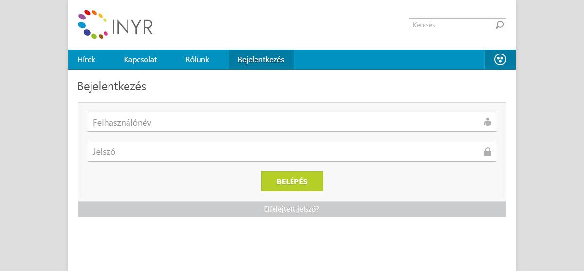 2. ALAPOK 2.1. Bejelentkezés Elérés: http://inyr.hu Lépések: Oktatas.hu portálon használt Felhasználónév és Jelszó megadása A felhasználó a rendszert webes felületen keresztül használja.